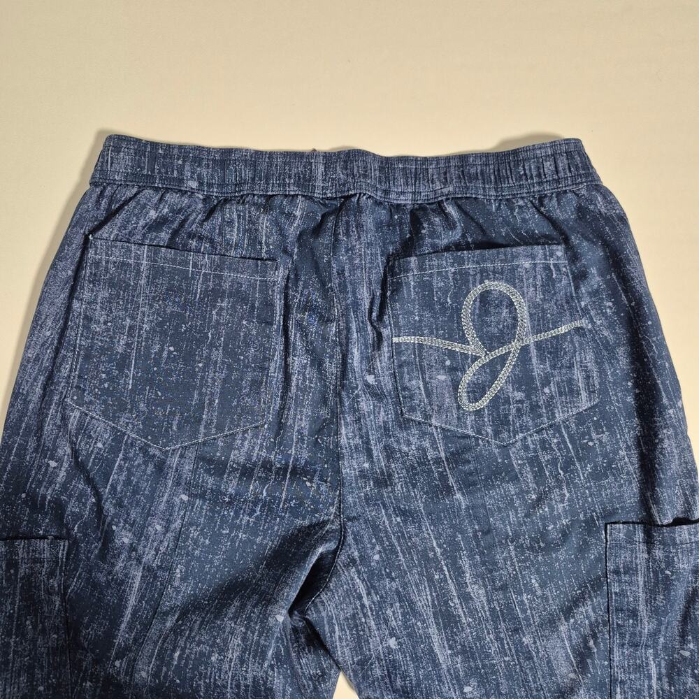 Jaanuu Navy Blue Textured Drawstring Scrub Joggers - Picture 13 of 15